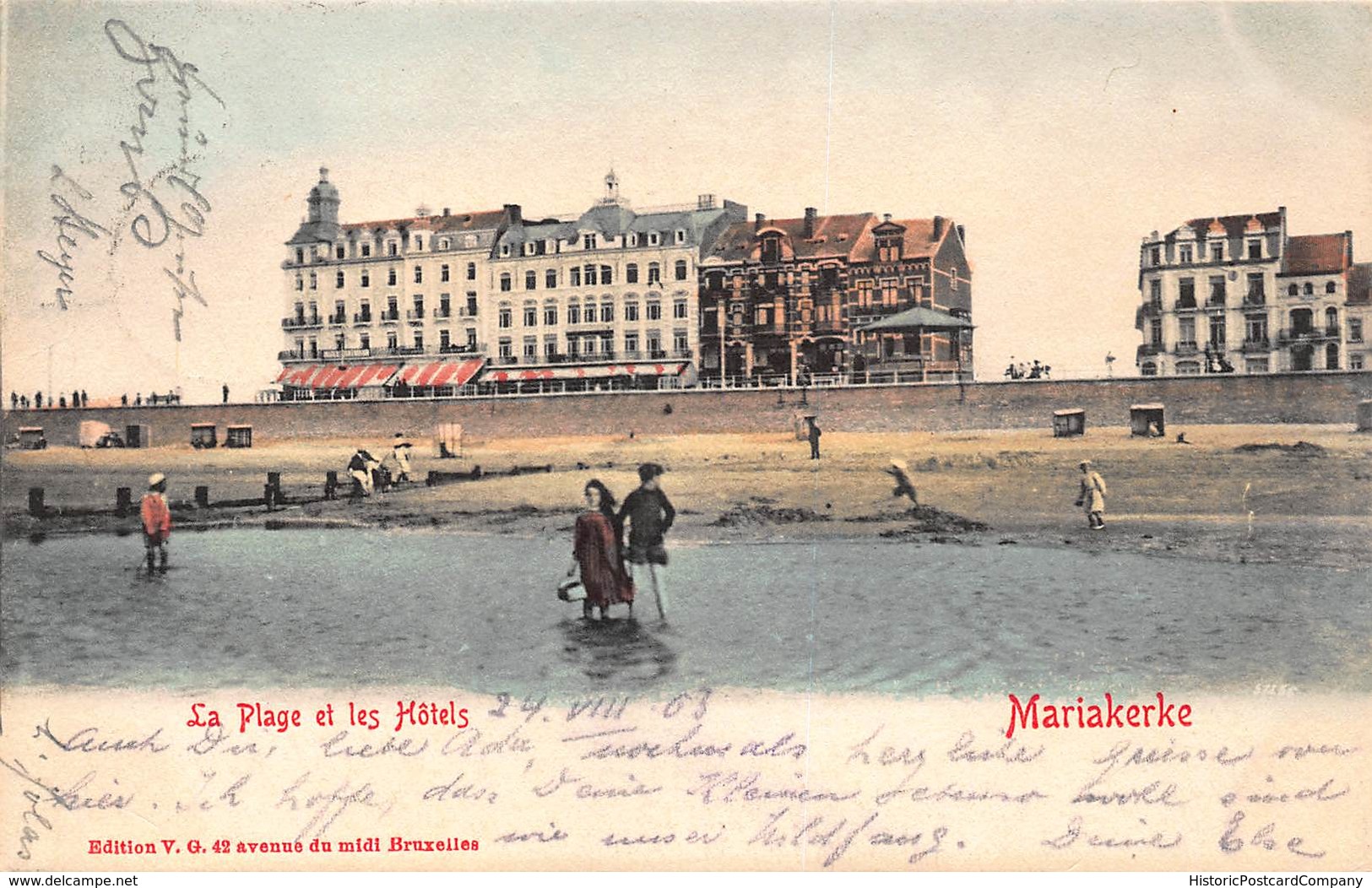 MARIAKERKE BELGIUM~la PLAGE Et Les HOTELS 1903 PHOTO POSTCARD 40657 - Oostende