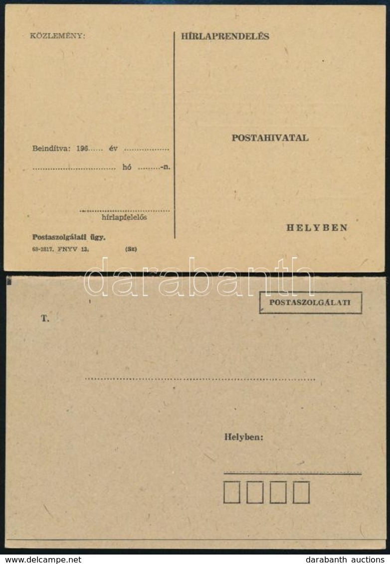 2 Db Használatlan Postaszolgálati Lap - Other & Unclassified