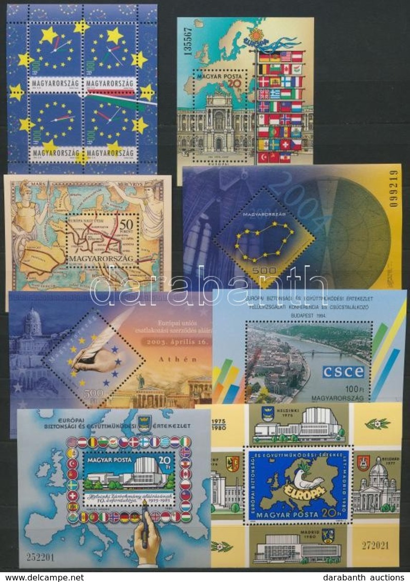 ** O 21 Klf Postatiszta Európa Blokk + 15 Europa Bélyegzésű Blokk és Díjjegyes Levelezőlap, 3 Berakólapon - Andere & Zonder Classificatie