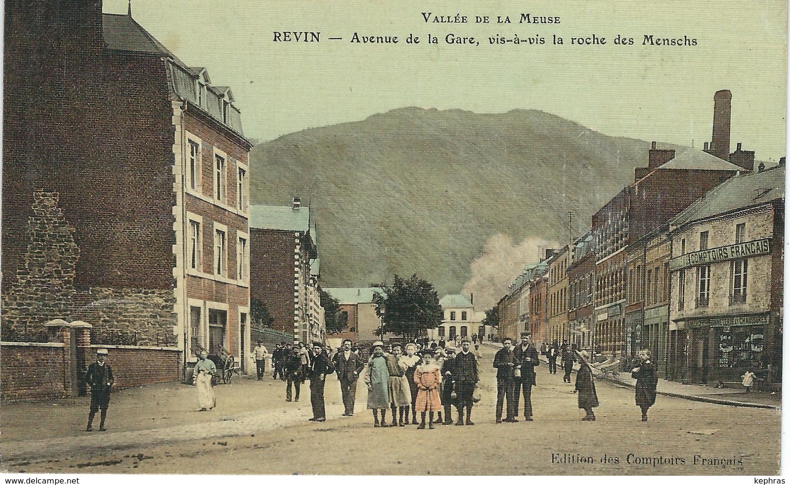 REVIN : Avenue De La Gare, Vis à Vis La Roche Des Menschs - RARE CPA COLORISEE - Cachet De La Poste 1910 - Revin