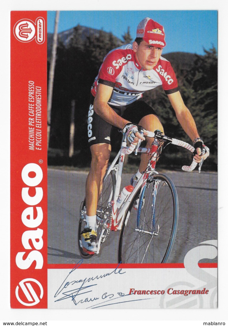CARTE CYCLISME FRANCESCO CASAGRANDE SIGNEE TEAM SAECO 1996 - Cycling