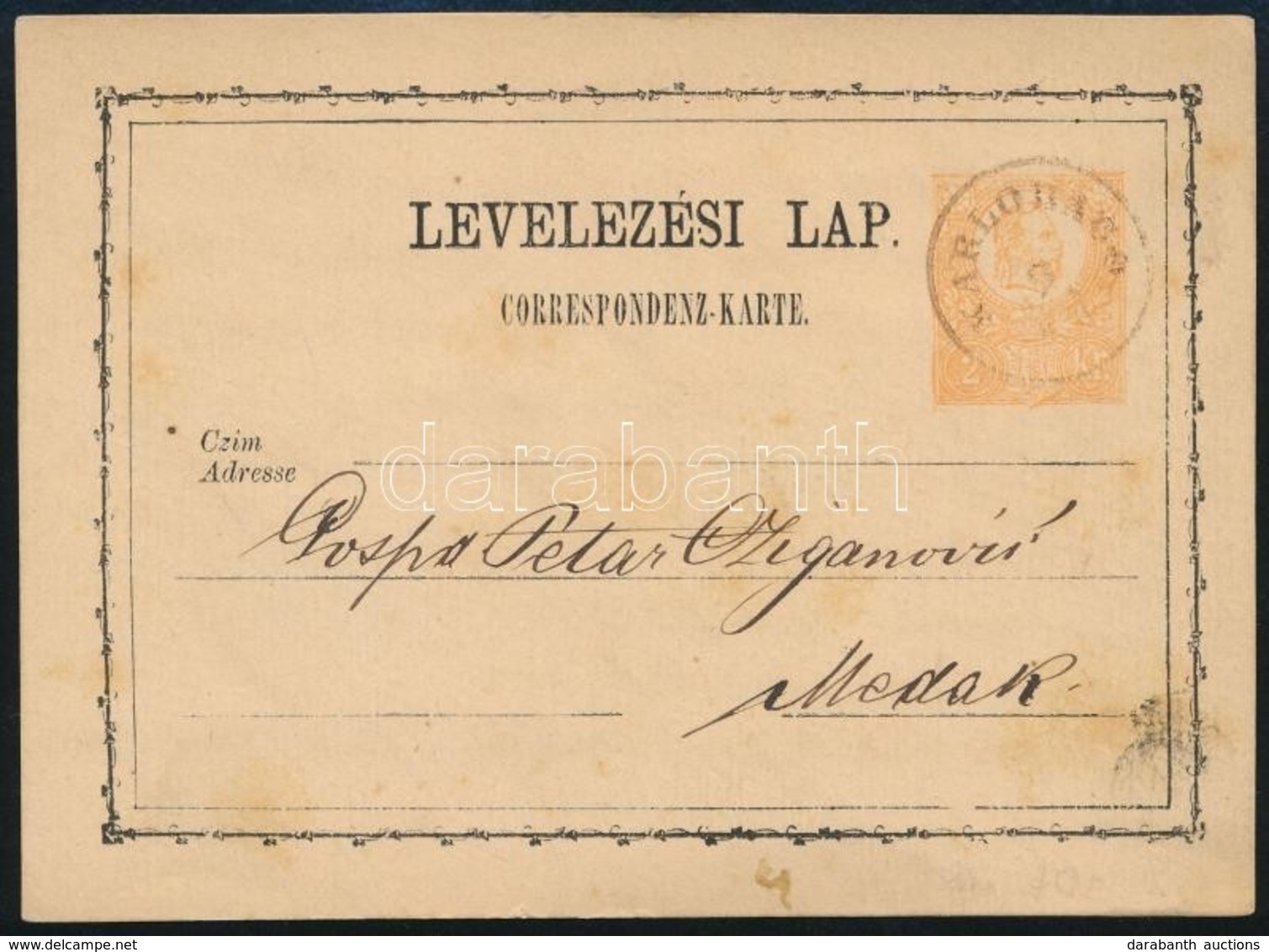 1871 2kr Díjjegyes Levelezőlap / PS-card 'KARLOBAGO' - Andere & Zonder Classificatie