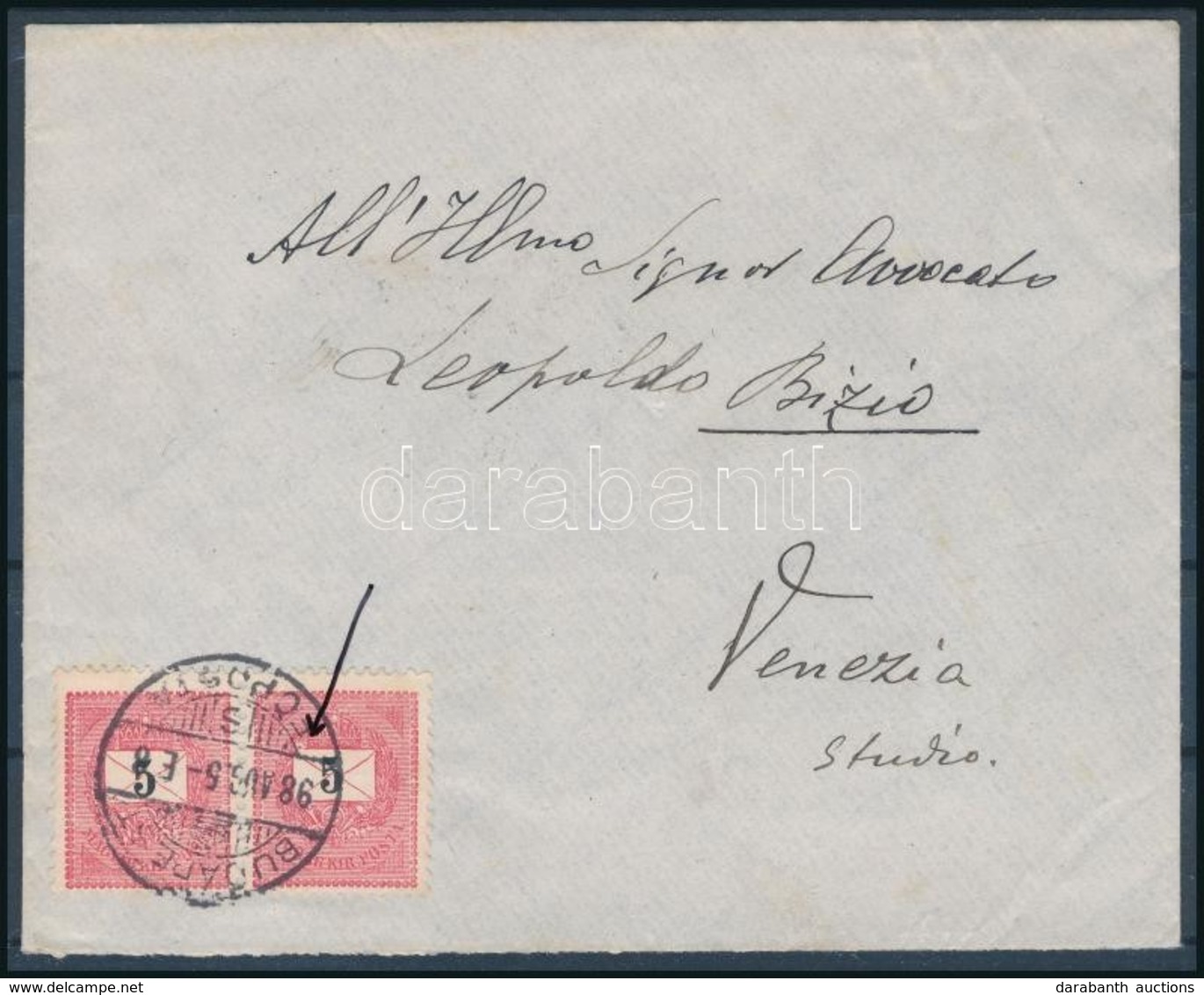 1898 2 X 5kr Levélen, Az Egyik érték Fénylőpont Lemezhibával / 2 X 5kr On Cover, 1 Stamp With Plate Flaw - Other & Unclassified