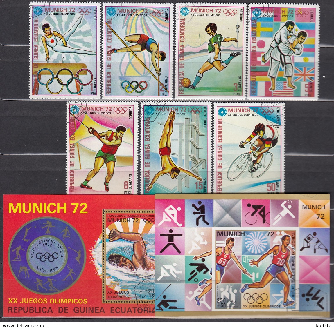 1972 MÜNCHEN - Äquat.Guinea  - MiNr: 108-114 Komplett + Block 17 Und 18   Used - Summer 1972: Munich