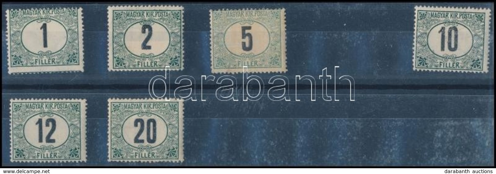 * 1909 Zöldportó Sor 6 értéke 1. Vízjelállással / 6 Values Of The Postage Due Set, Watermark Position 1. - Autres & Non Classés