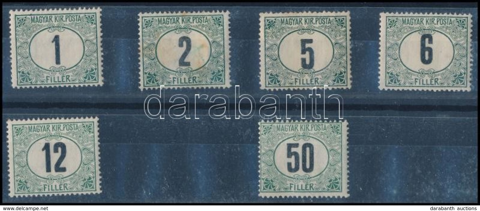 * 1909 Zöldportó Sor 6 értéke 4. Vízjelállással / 6 Values Of The Postage Due Set, Watermark Position 4. - Other & Unclassified