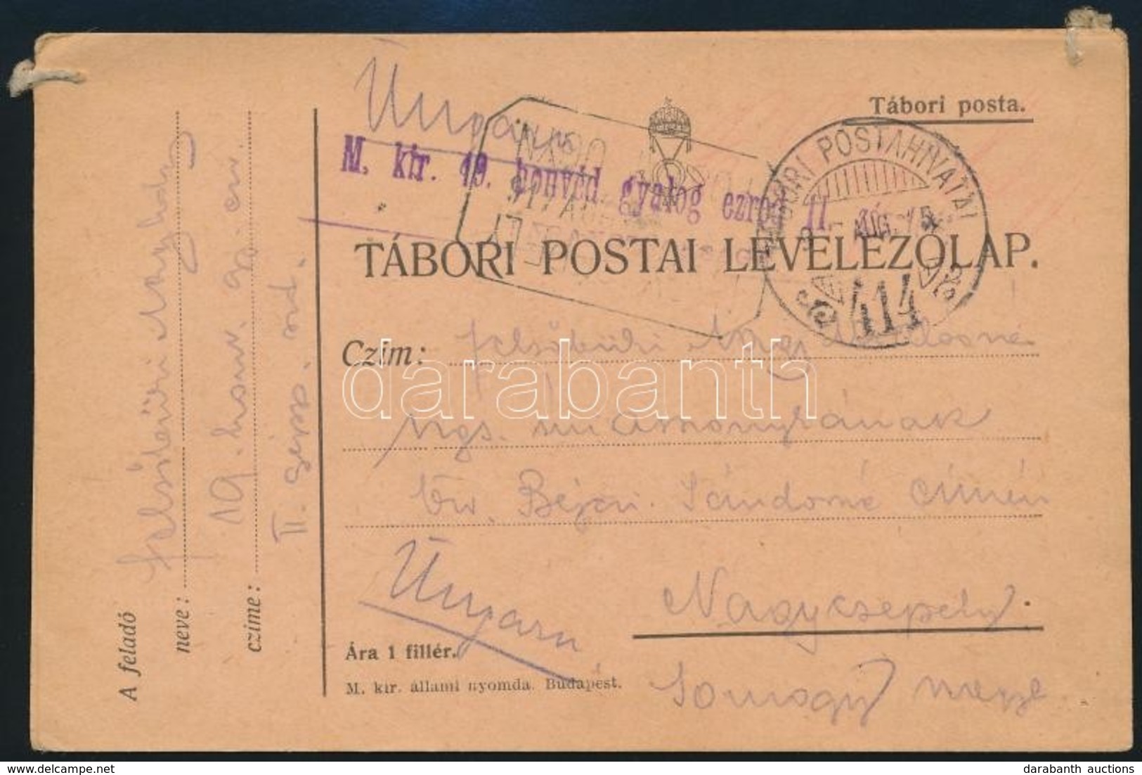 1917 2 Lapból összefűzött Küldemény ,,M.Kir.49.honvéd Gyalogezred' + ,,TP 414' + ,,NAGYCSEPELY' Postaügynökségi érkezési - Other & Unclassified