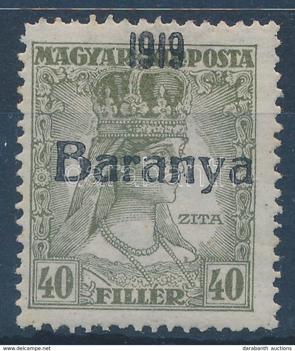 * Baranya I. 1919 Zita 40f Fekete Felülnyomással és Bodor Vizsgálójellel (6.000) - Andere & Zonder Classificatie