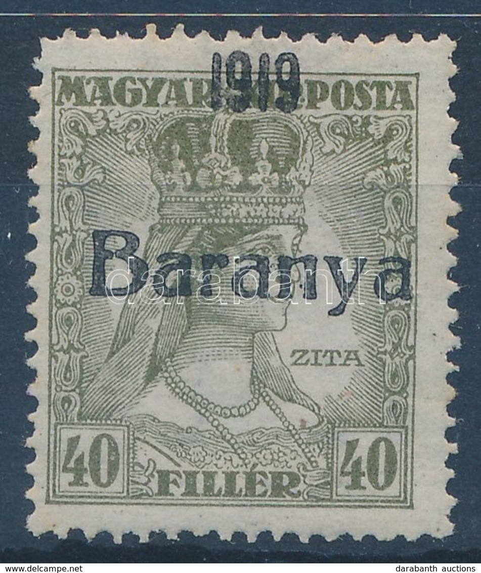 * Baranya I. 1919 Zita 40f Fekete Felülnyomással és Bodor Vizsgálójellel (6.000) - Other & Unclassified