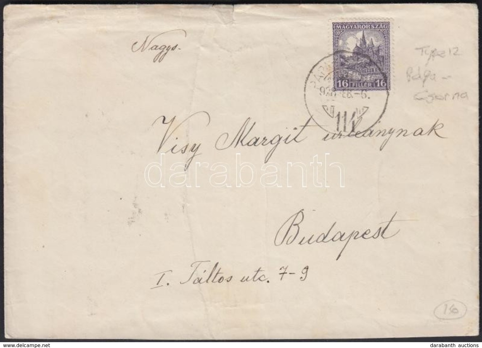 1928 Levél PÁPA - BUDAPEST Vasúti Bélyegzéssel - Other & Unclassified