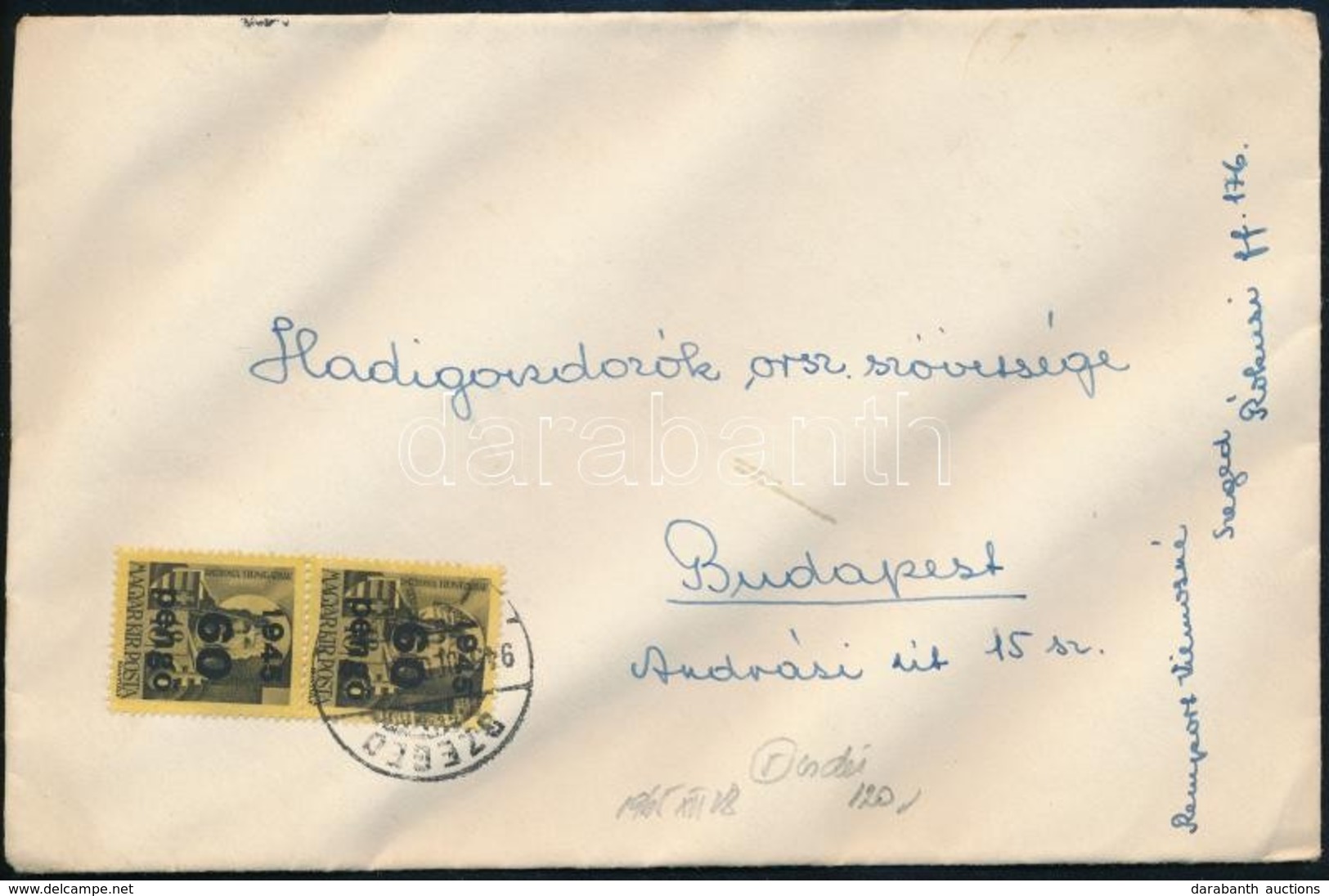 1945 (5. Díjszabás) Távolsági Levél Kisegítő 2 X 60P/18f Bérmentesítéssel - Autres & Non Classés