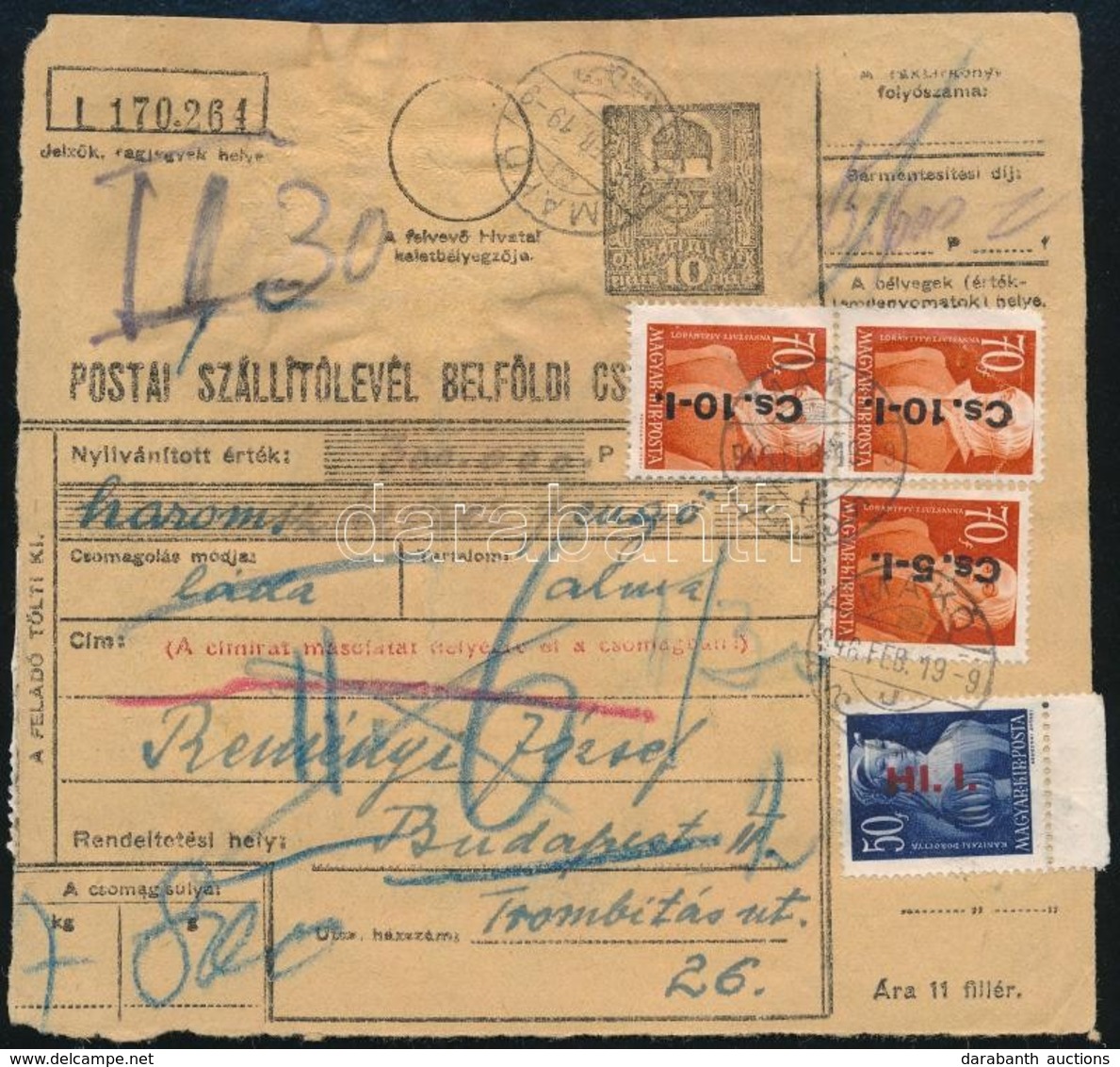 1946.02.19. 9 Bélyeges Csomagszállító 'MAKÓ' - Budapest - Andere & Zonder Classificatie