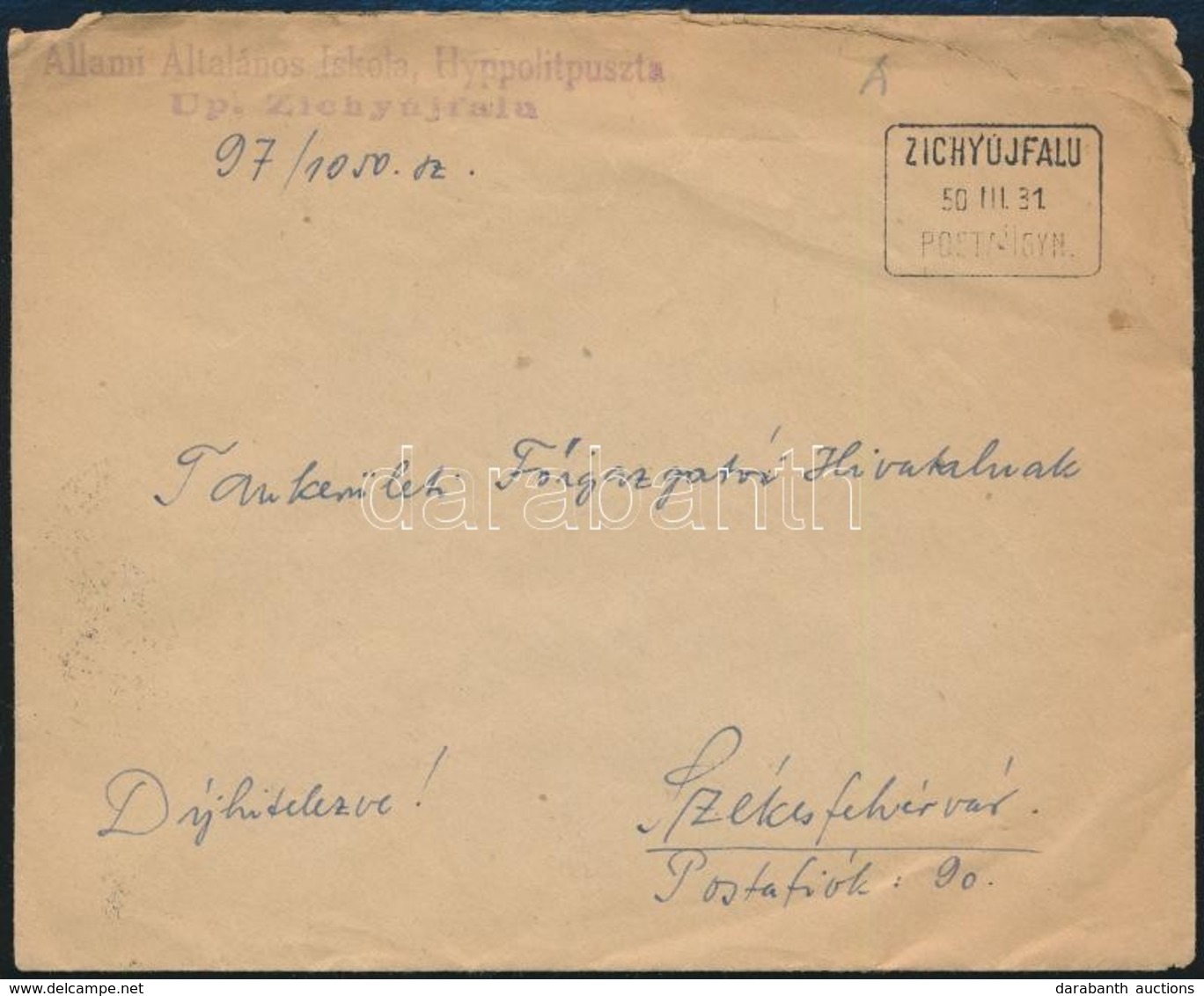 1950 Levél 'ZICHYÚJFALU' Postaügynökségi Bélyegzéssel - Other & Unclassified
