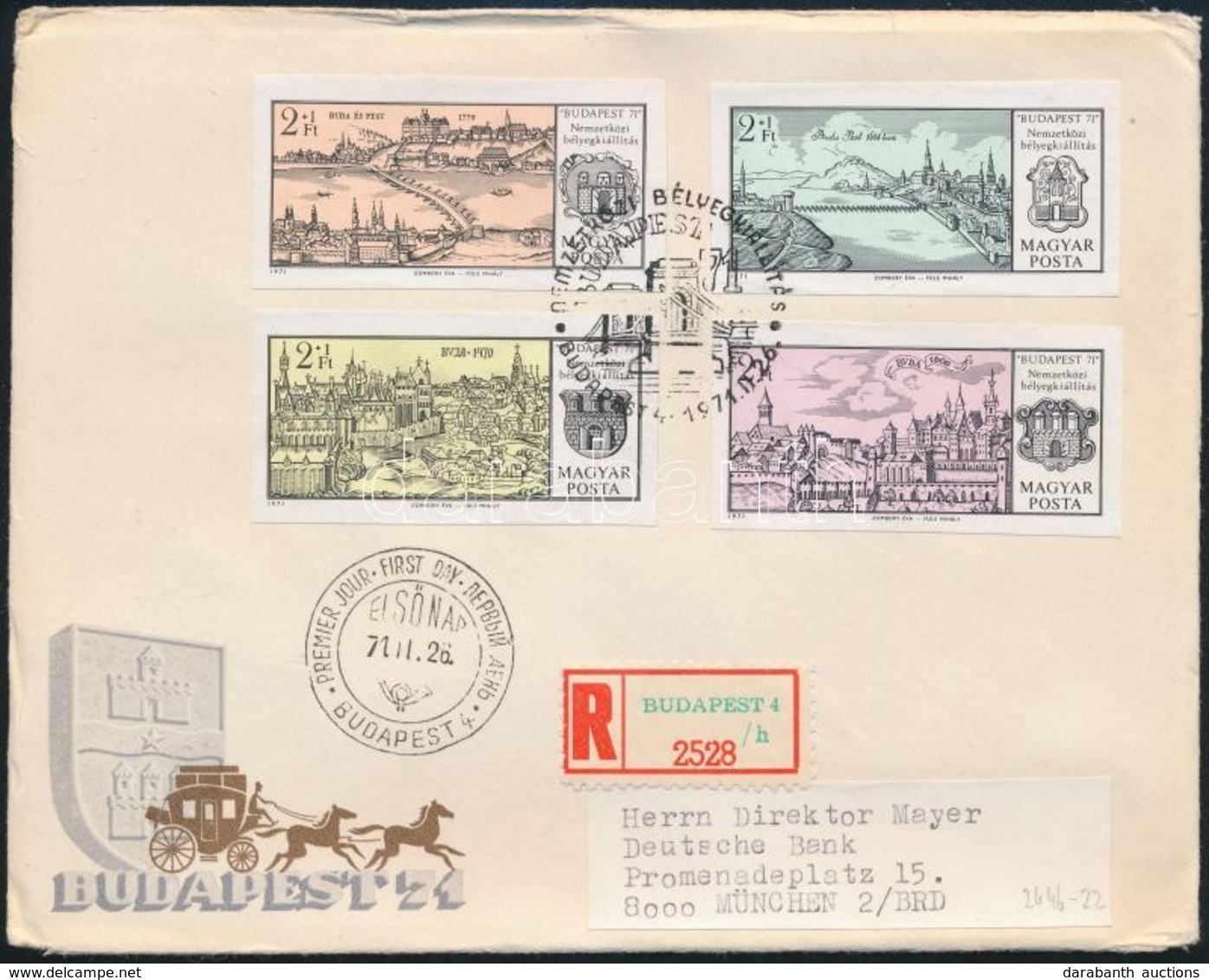 1971 Budapest Vágott Sor Ajánlott FDC-n - Other & Unclassified