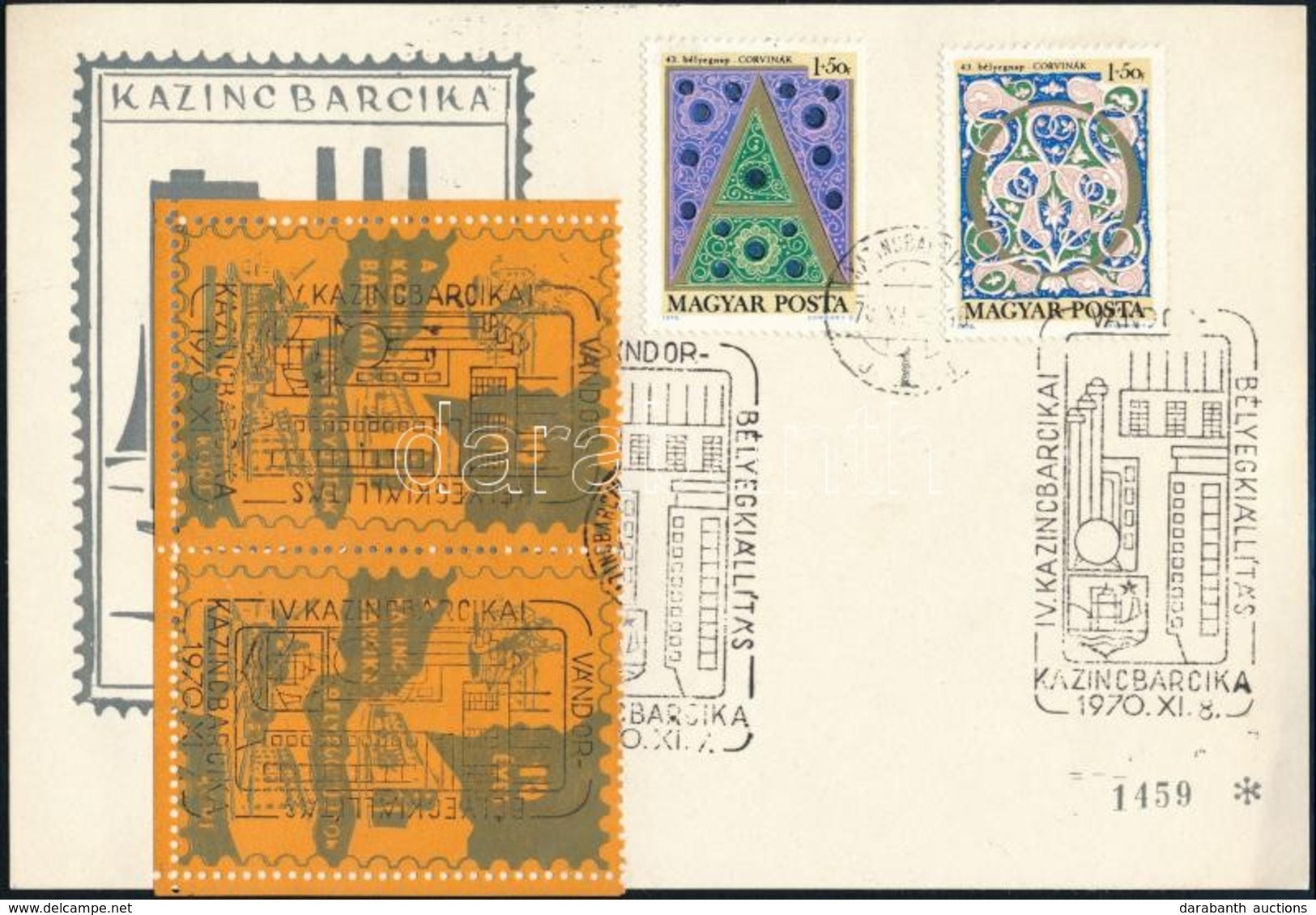 1970 Kazincbarcikai Bélyegkiállítás Emléklap Rajta Kazincbarcika Emlékív Fele - Other & Unclassified