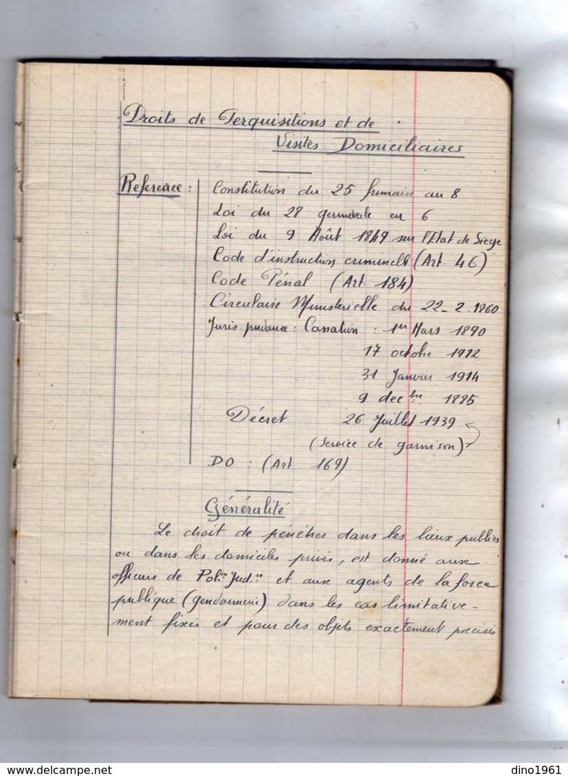 VP14.944 - MILITARIA - Manuscrit De 90 Pages - Service Dans La Gendarmerie - Elève Garde : FOULQUIER André - Policia