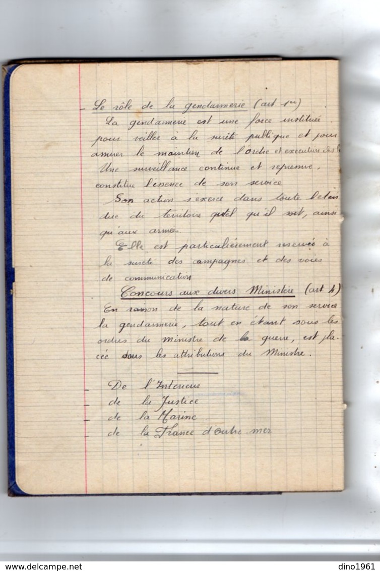 VP14.944 - MILITARIA - Manuscrit de 90 pages - Service dans la Gendarmerie - Elève Garde : FOULQUIER André