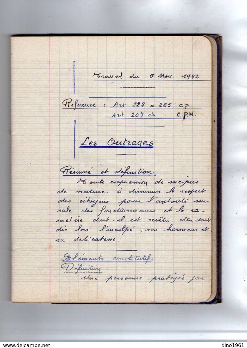 VP14.944 - MILITARIA - Manuscrit de 90 pages - Service dans la Gendarmerie - Elève Garde : FOULQUIER André