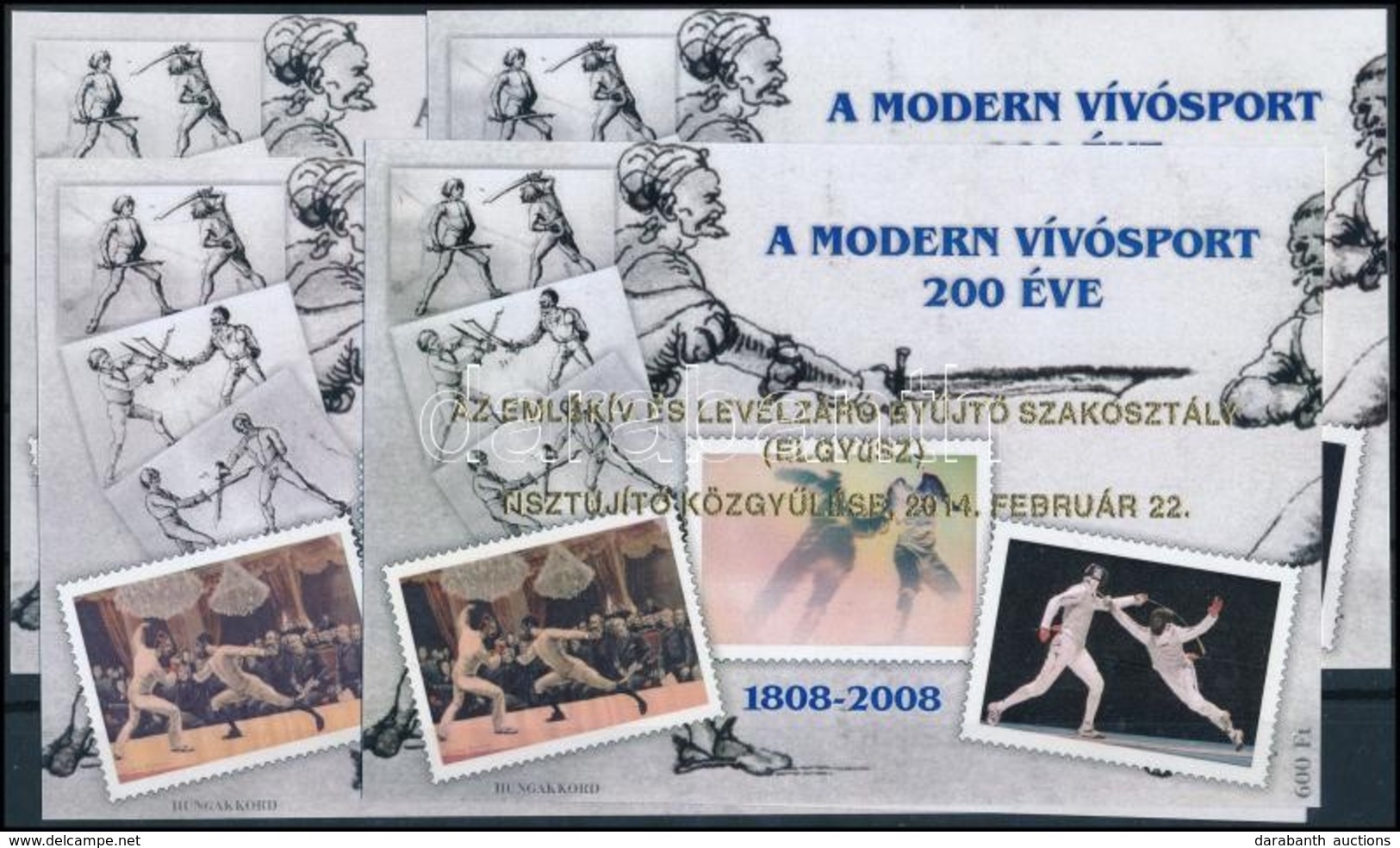 ** 2008 A Modern Vívósport 200 éve 3 Db-os Emlékív Garnitúra Azonos No 047 Sorszámmal + 2014 Arany Felülnyomással - Other & Unclassified