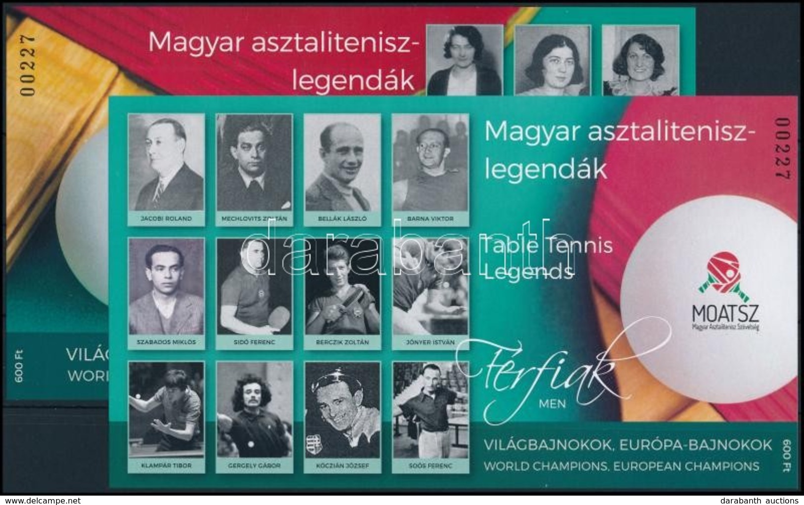 ** 2019 Magyar Asztaliteniszlegendák Emlékív Pár Azonos Sorszámmal - Other & Unclassified