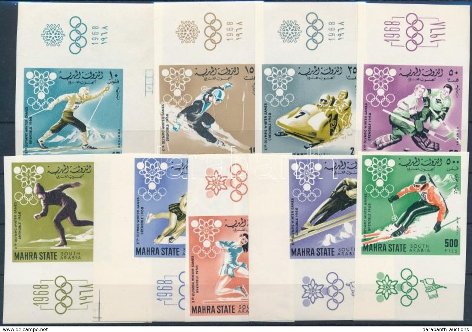 ** 1967 Téli Olimpiai Játékok Vágott Sor ívszéli és ívsarki értékekkel, ívszéli ötkarikás Nyomat Mi 39-47 - Other & Unclassified