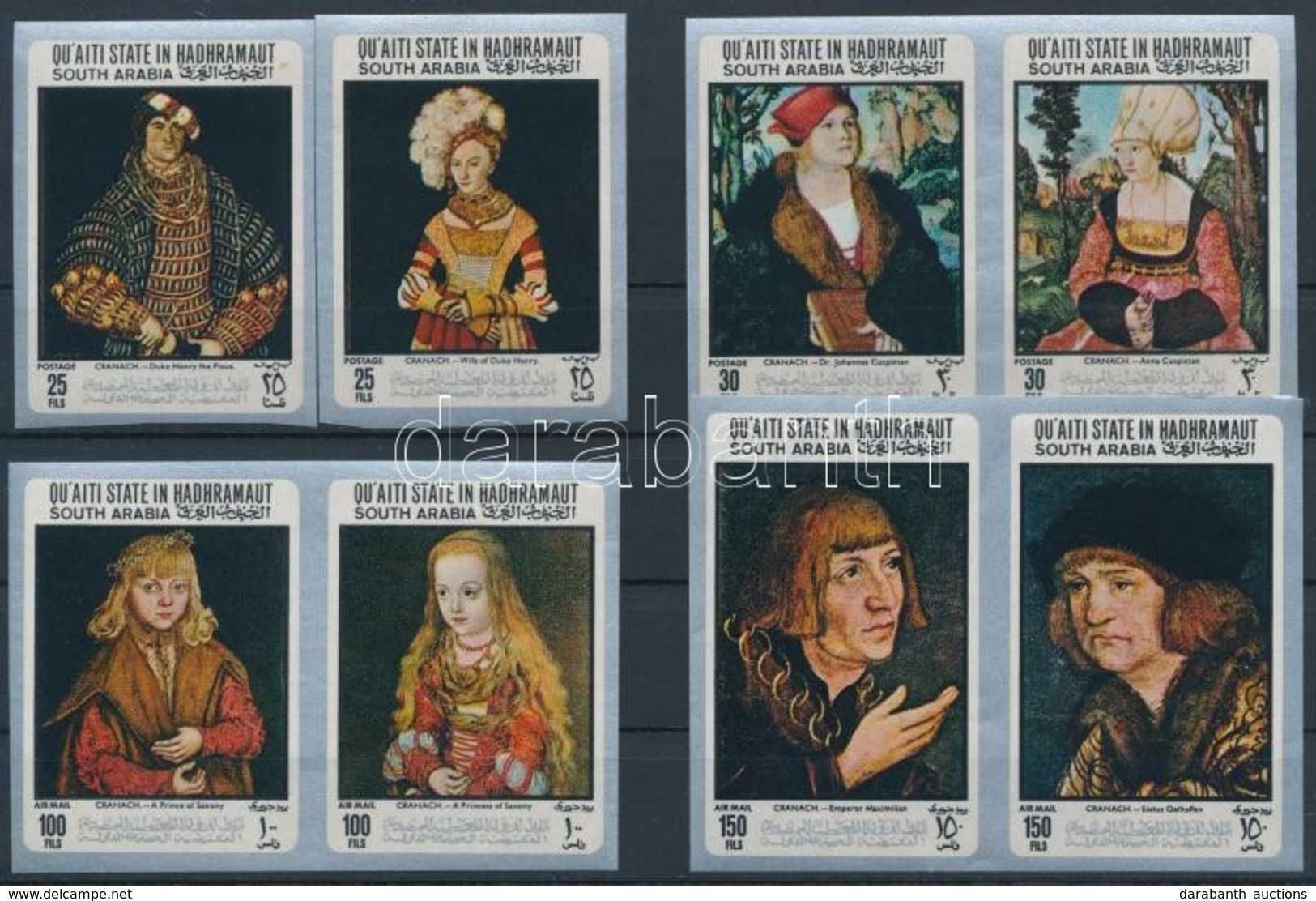 ** 1967 Lucas Cranach Festményei Vágott Sor Mi 147-154 - Autres & Non Classés