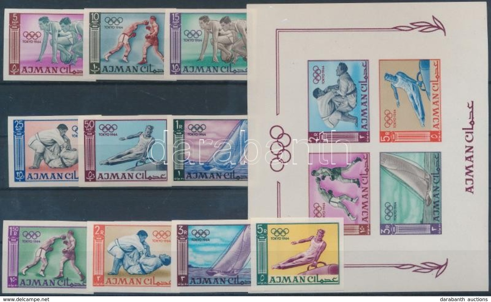 ** 1965 Tokiói Olimpia, 1964 Vágott Sor Mi 31 B-40 B + Blokk Mi 2 B - Autres & Non Classés