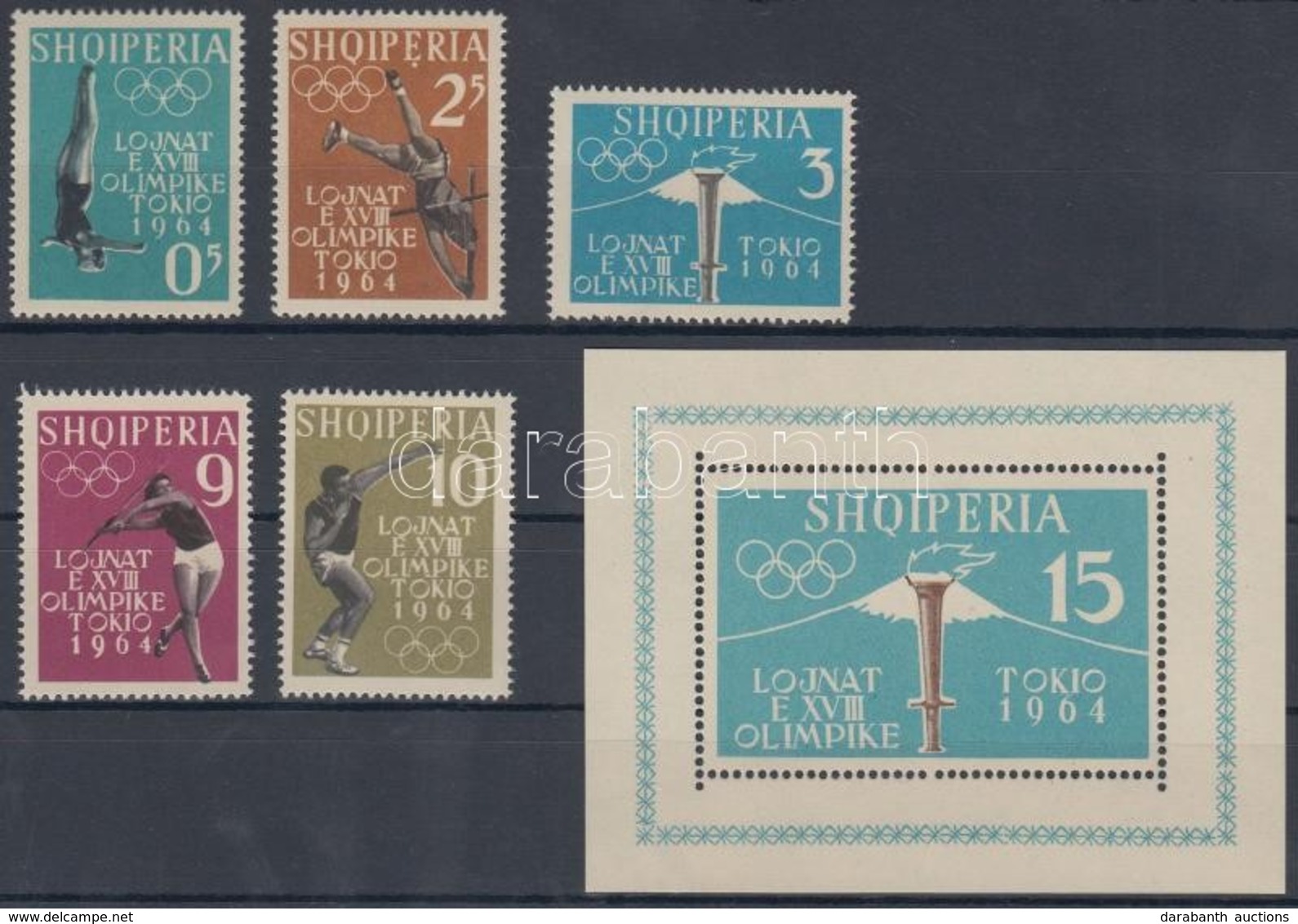 ** 1962 Tokiói Nyári Olimpia Sor Mi 657 A-661 A + Blokk Mi 8 A - Autres & Non Classés