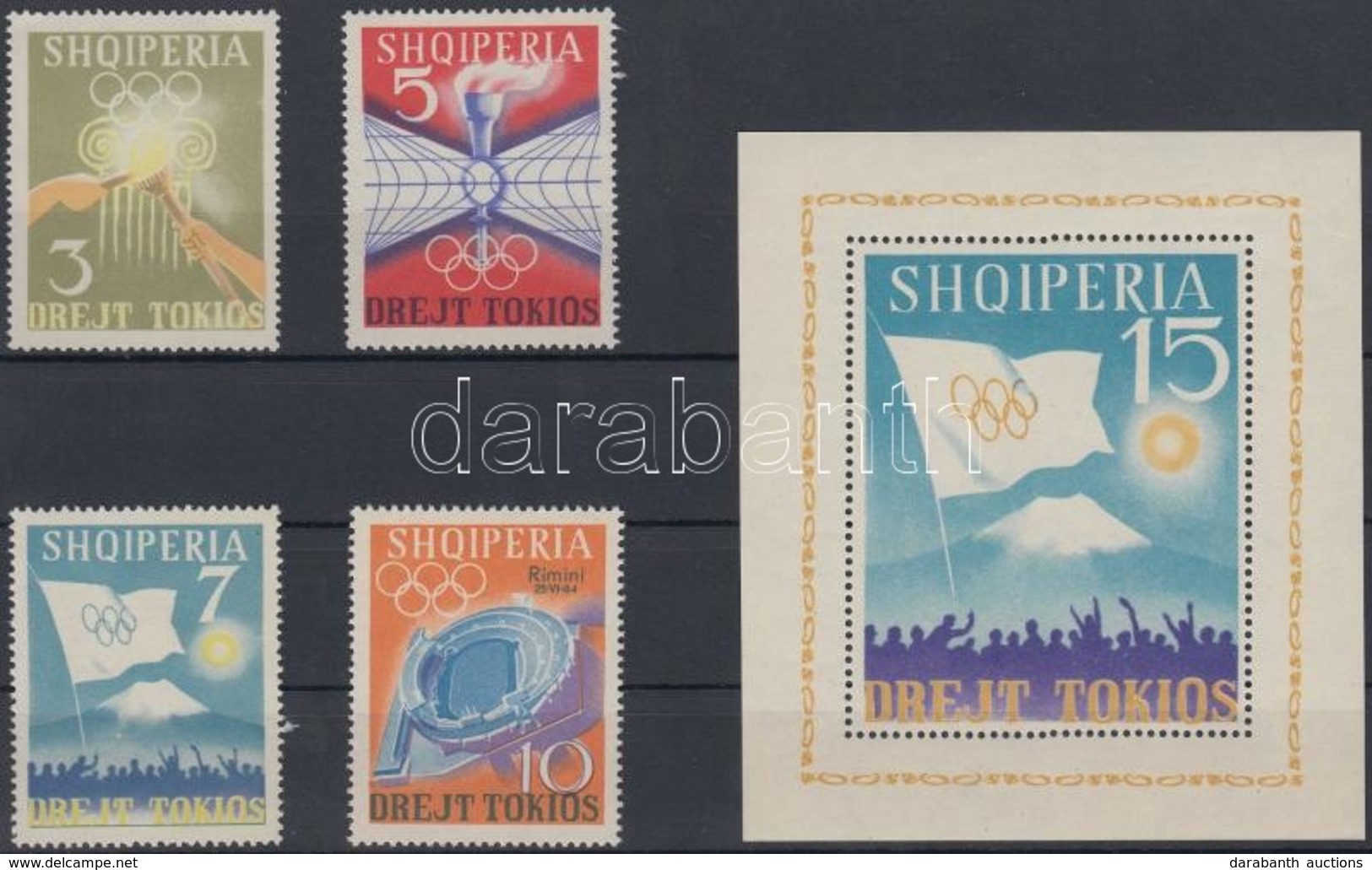 ** 1964 Nyári Olimpia Sor Mi 823-826 + Blokk Mi 22 - Autres & Non Classés