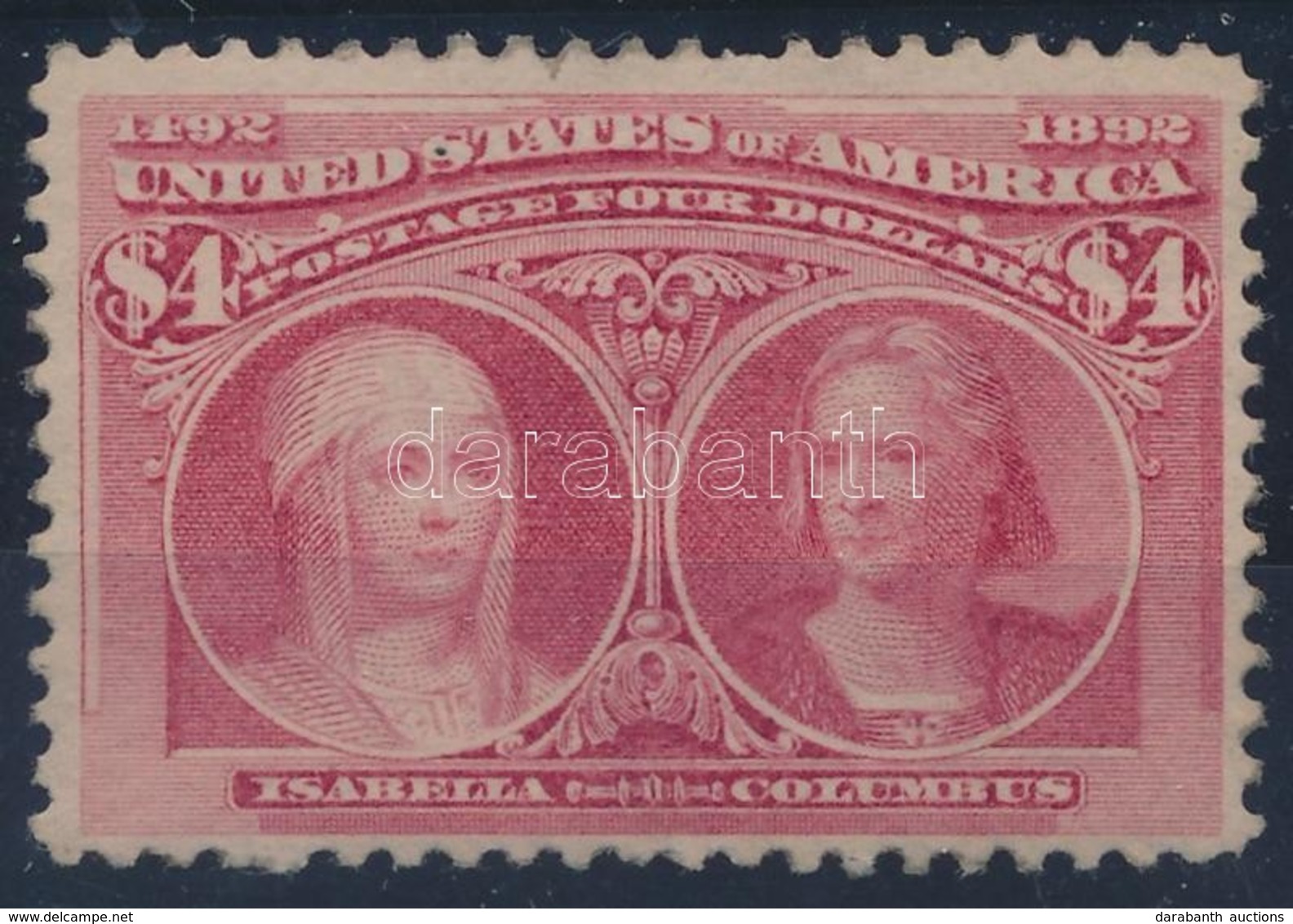1892 Kolombusz Sor 4 $ értéke (újragumizott Bélyeg, 1 Rövid Fog / Regummed Stamp, 1 Short Perf.) - Autres & Non Classés