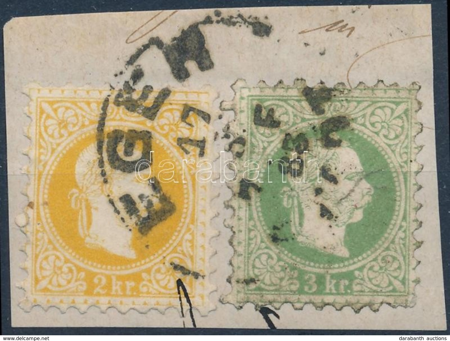 1867 2kr + 3kr Kivágáson 'EGER STADT' - Andere & Zonder Classificatie