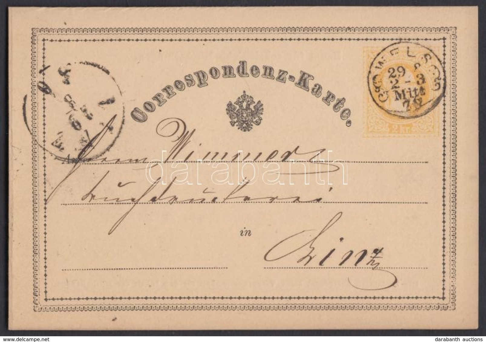 1870 Díjjegyes Levelezőlap / PS-card 'WELS' - 'LINZ' - Other & Unclassified