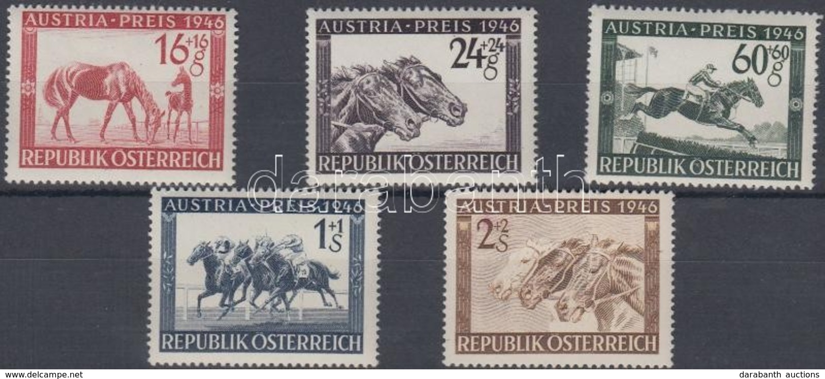 ** 1946 Lóverseny: Osztrák Nagydíj Sor Mi 785-789 - Other & Unclassified