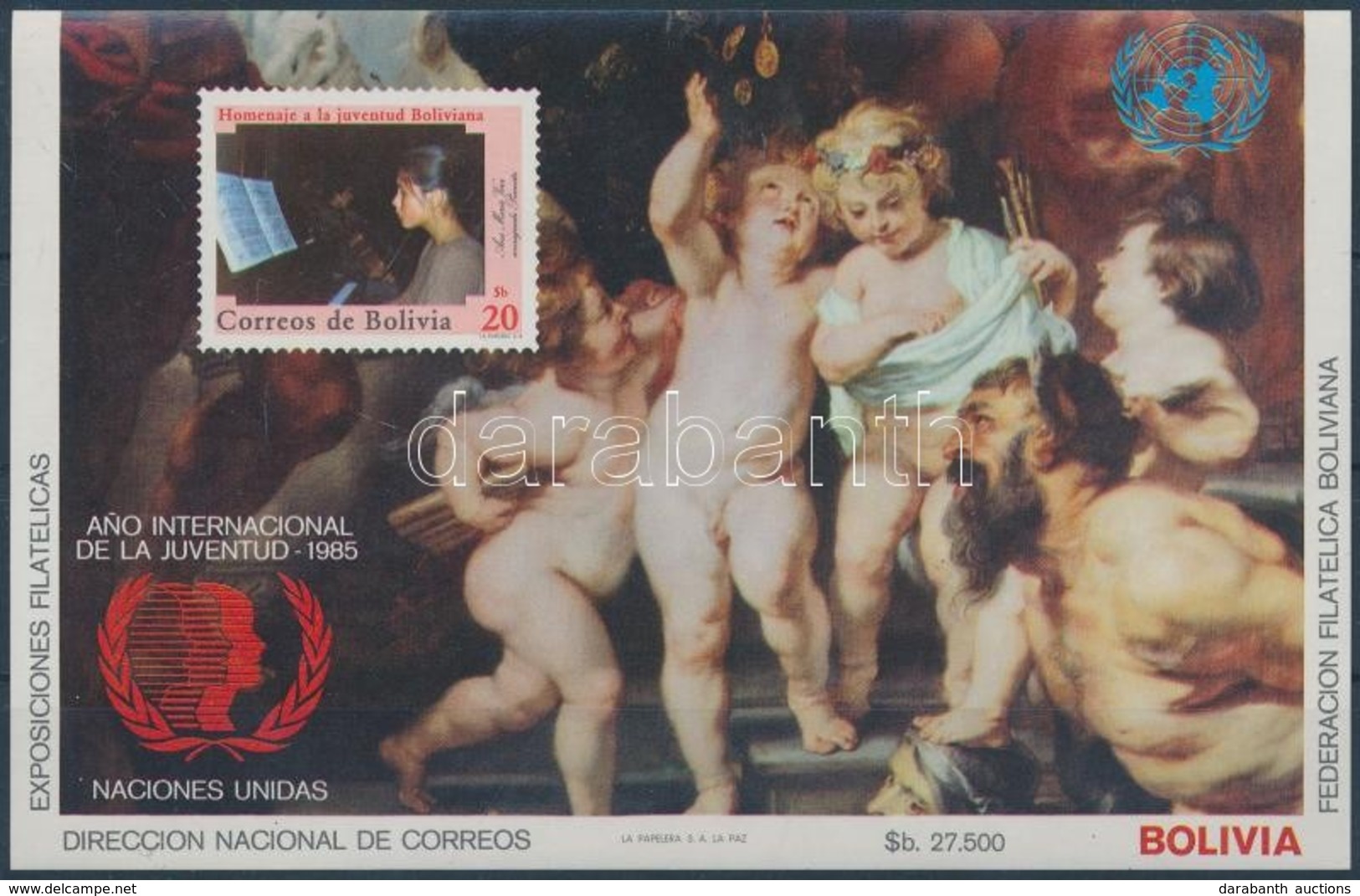 ** 1985 Az Ifjúság Nemzetközi éve, Rubens Festmény Blokk Mi 142 - Autres & Non Classés