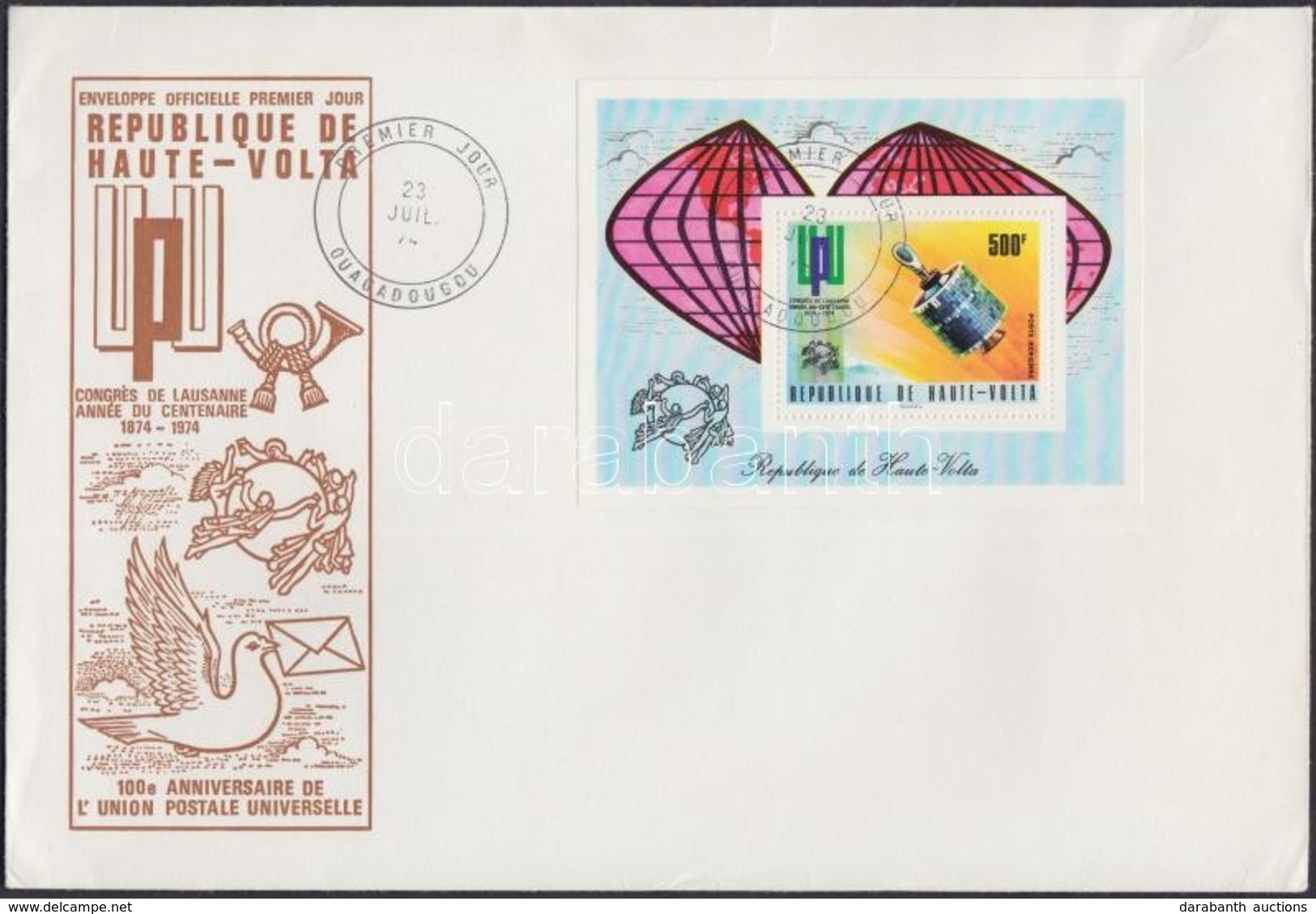 1974 100 éves Az UPU Sor Mi 517-522 + Blokk 26 2 Db FDC-n - Other & Unclassified