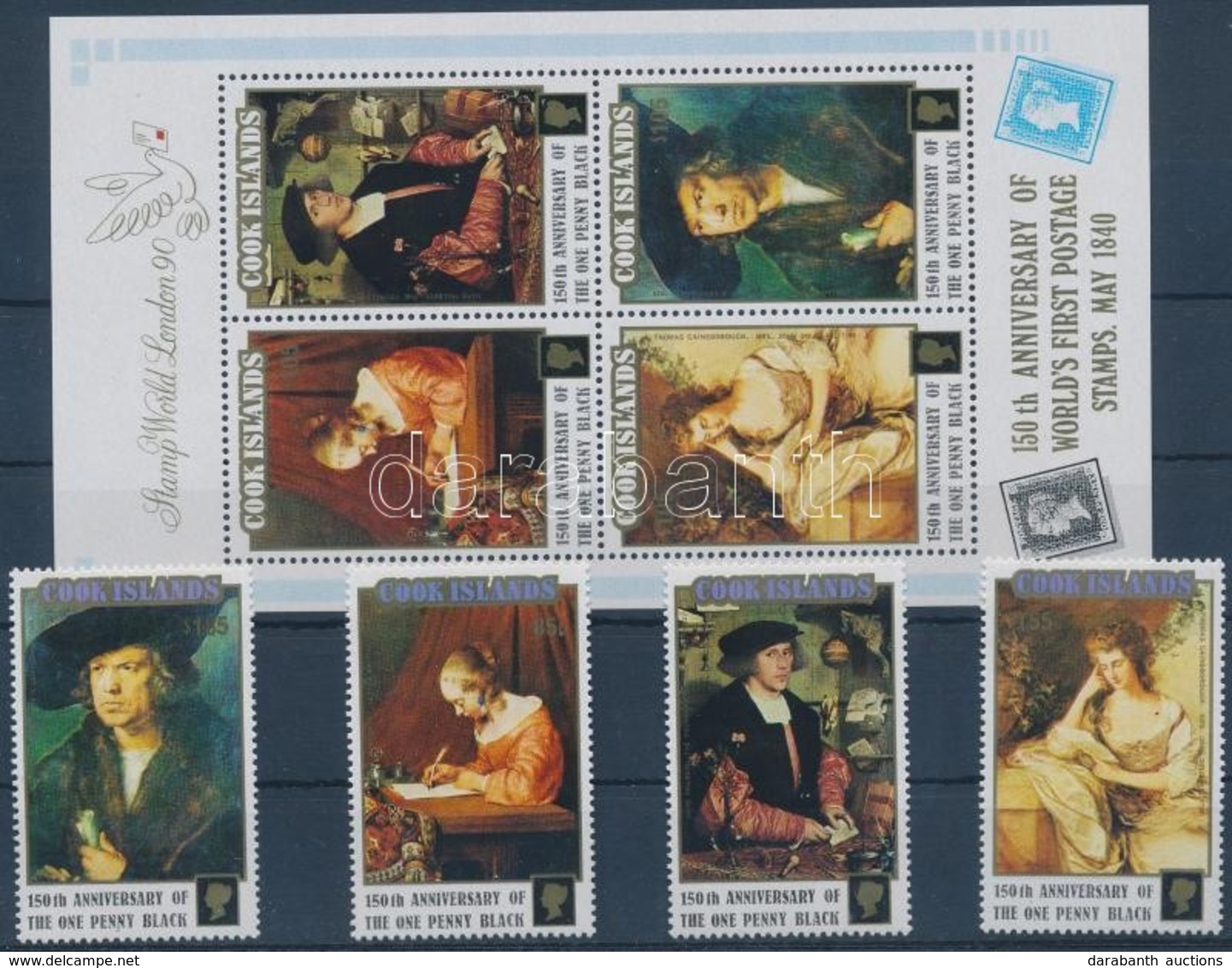 ** 1990 STAMP WORLD LONDON Bélyegkiállítás Sor Mi 1299-1302 + Blokk Mi 195 - Other & Unclassified