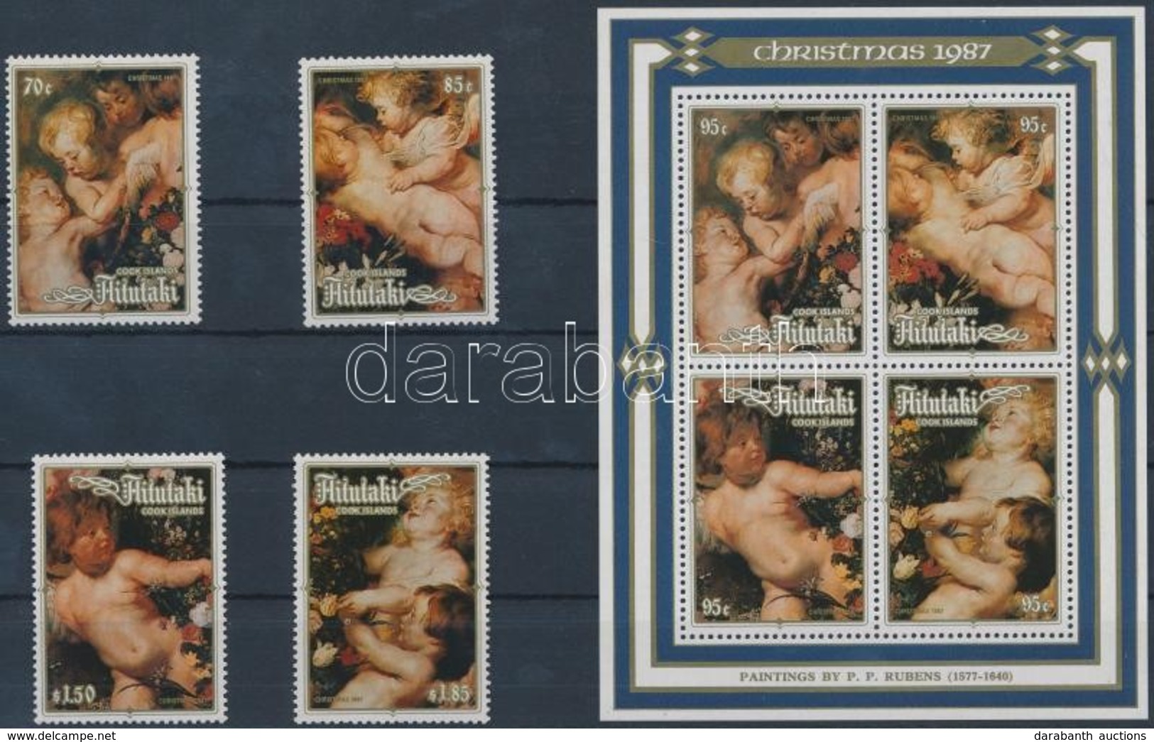 ** 1987 Karácsony: Festmények Sor Mi 623-626 (1,85$ Sérült Gumi) + Blokk 68 - Autres & Non Classés