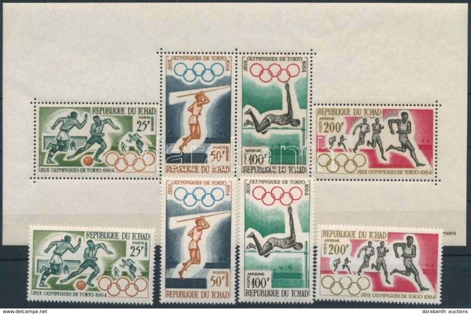 ** 1964 Nyári Olimpia, Tokió Sor Mi 120-123 + Blokk 1 - Other & Unclassified