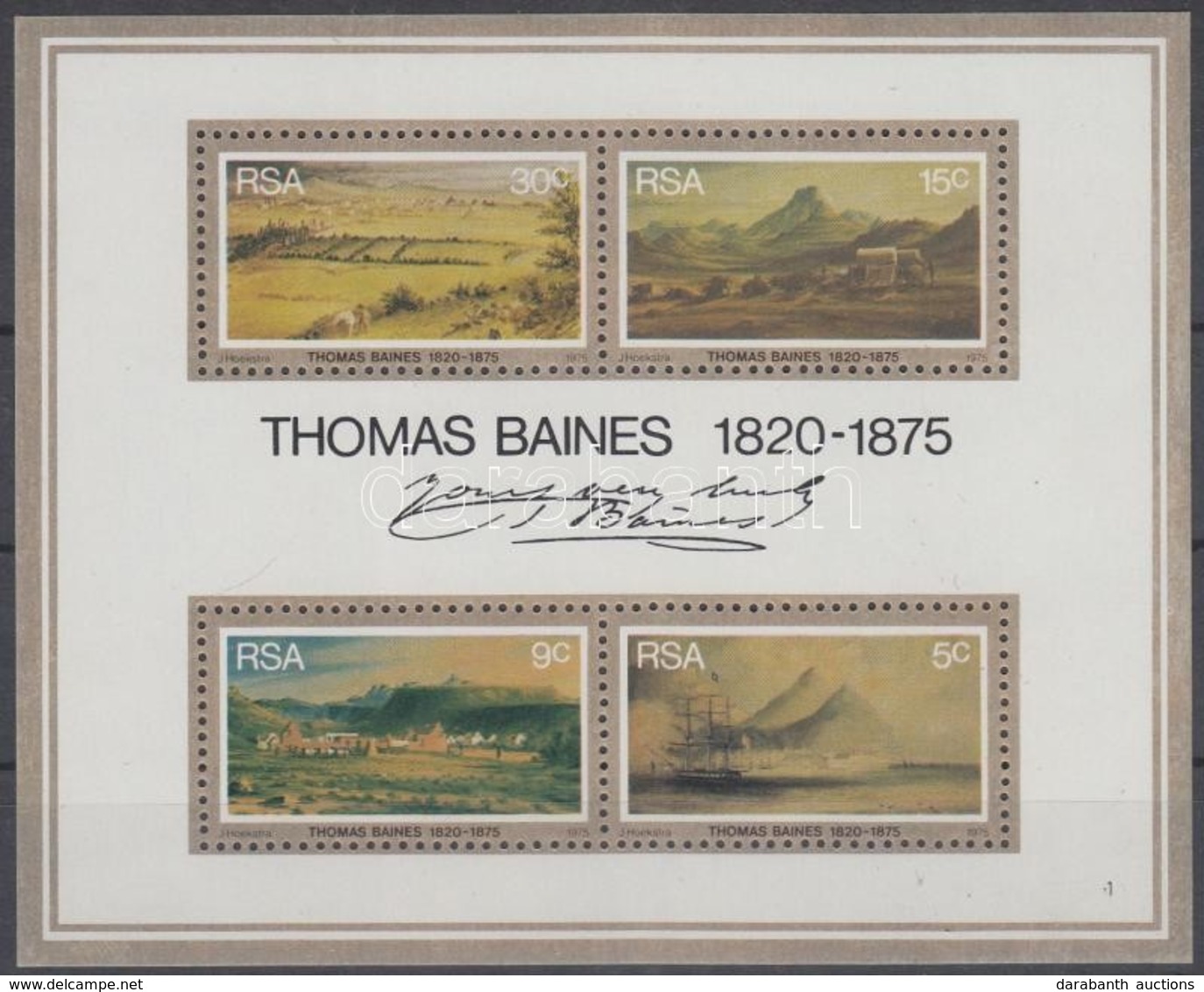 ** 1975 100 éve Hunyt El Thomas Baines Festő Blokk Mi 3 - Autres & Non Classés