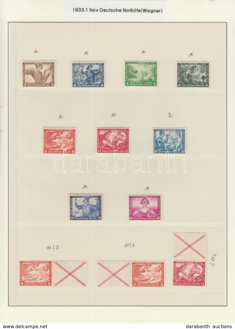 ** 1933 Wagner Sor + 3 Füzetösszefüggés (20Pf, 25Pf, 40pf Schlegel Vizsgálójellel) / Mi 499-507 + 3 Units From Booklet ( - Andere & Zonder Classificatie