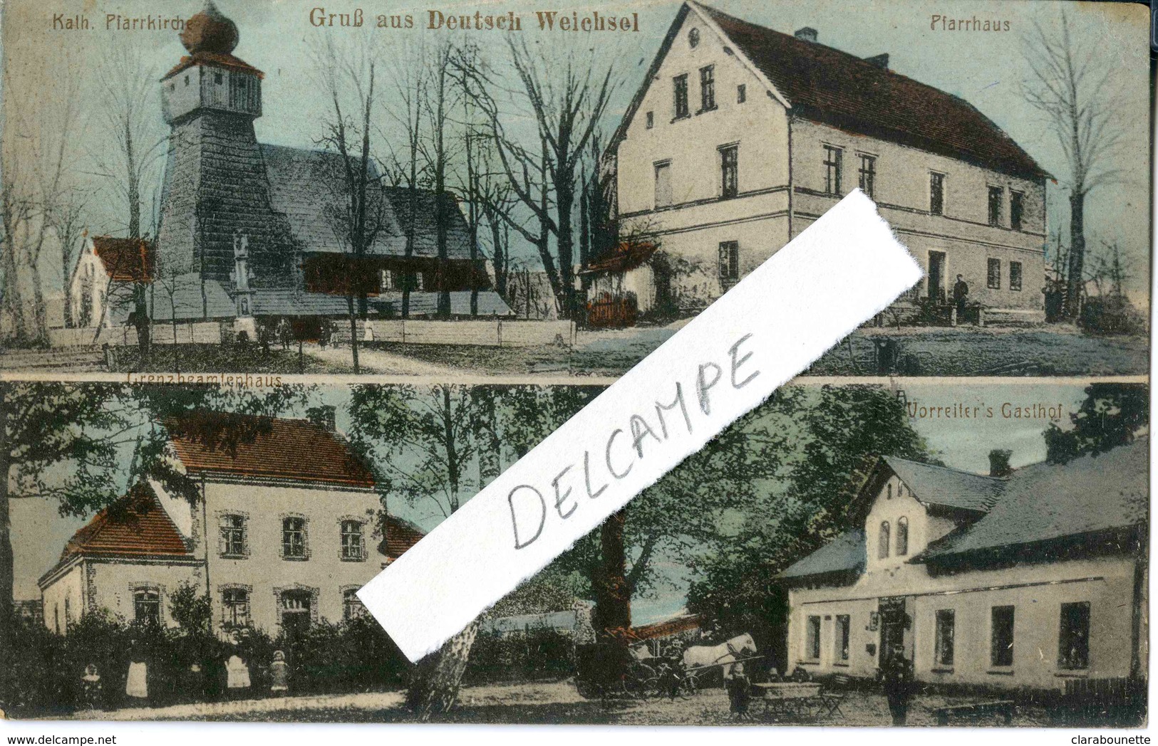 Rare Carte Postale. Photographies Coloriées : "Gruss Aus Deutsch Weichsel" (salutations Du Village Deutsch Weichsel) - Autres & Non Classés