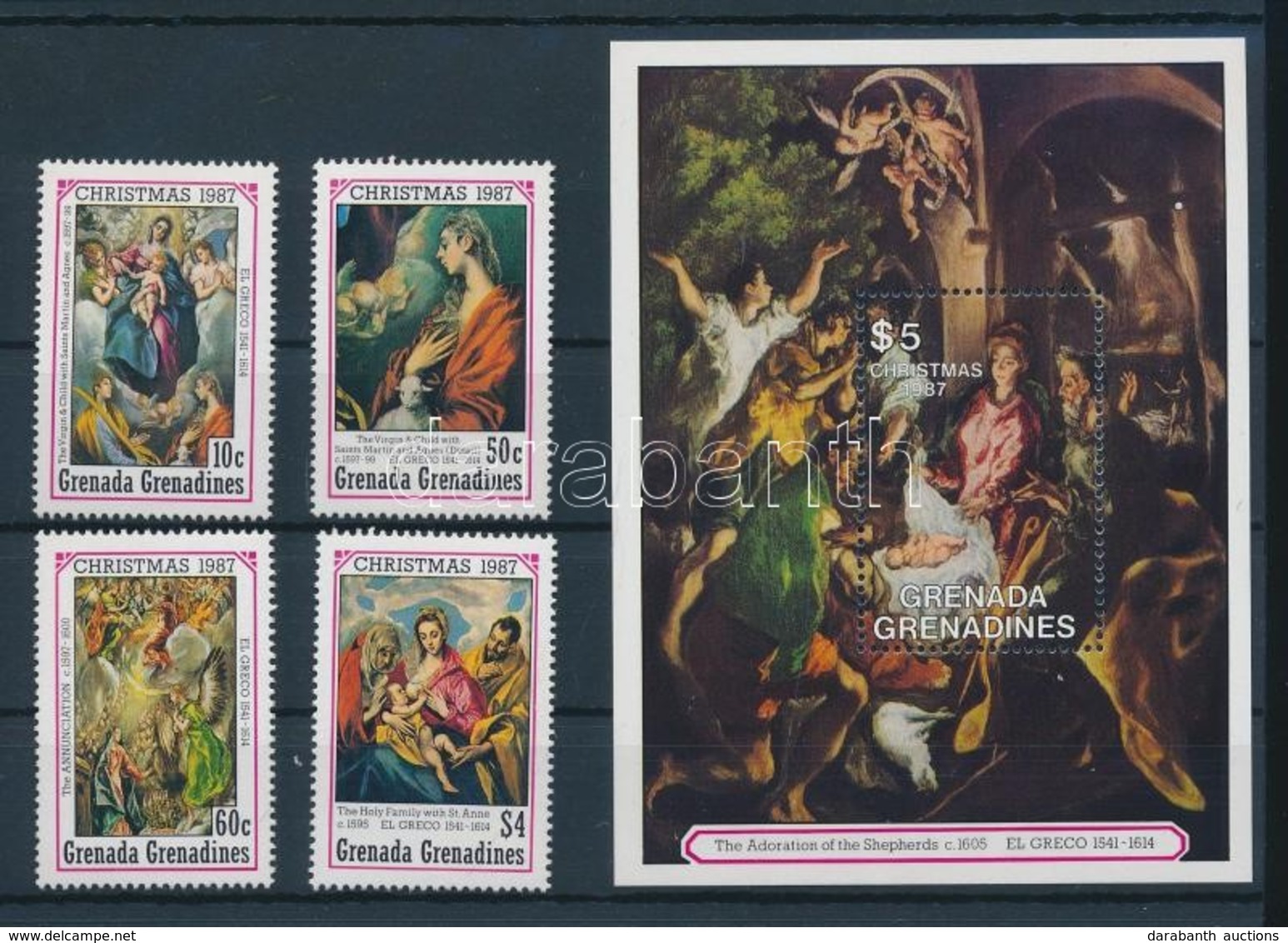 ** 1987 Karácsony El Greco Festmények Mi 934-937 + Blokk 141 - Sonstige & Ohne Zuordnung