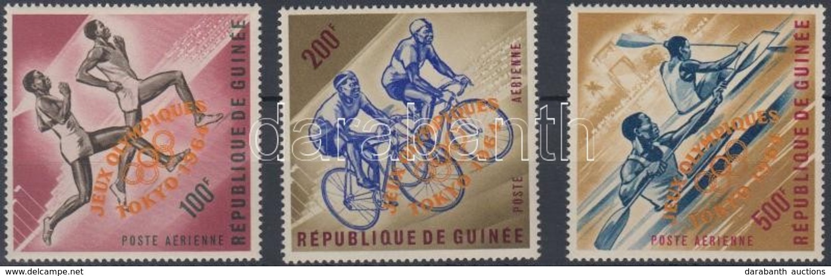 ** 1964 Nyári Olimpia, Tokió Sor Narancs Felülnyomással Mi 239-241 B - Otros & Sin Clasificación