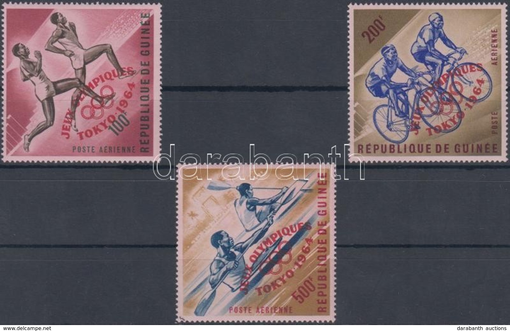 ** 1964 Nyári Olimpia, Tokió Sor Piros Felülnyomással Mi 239-241 A - Autres & Non Classés