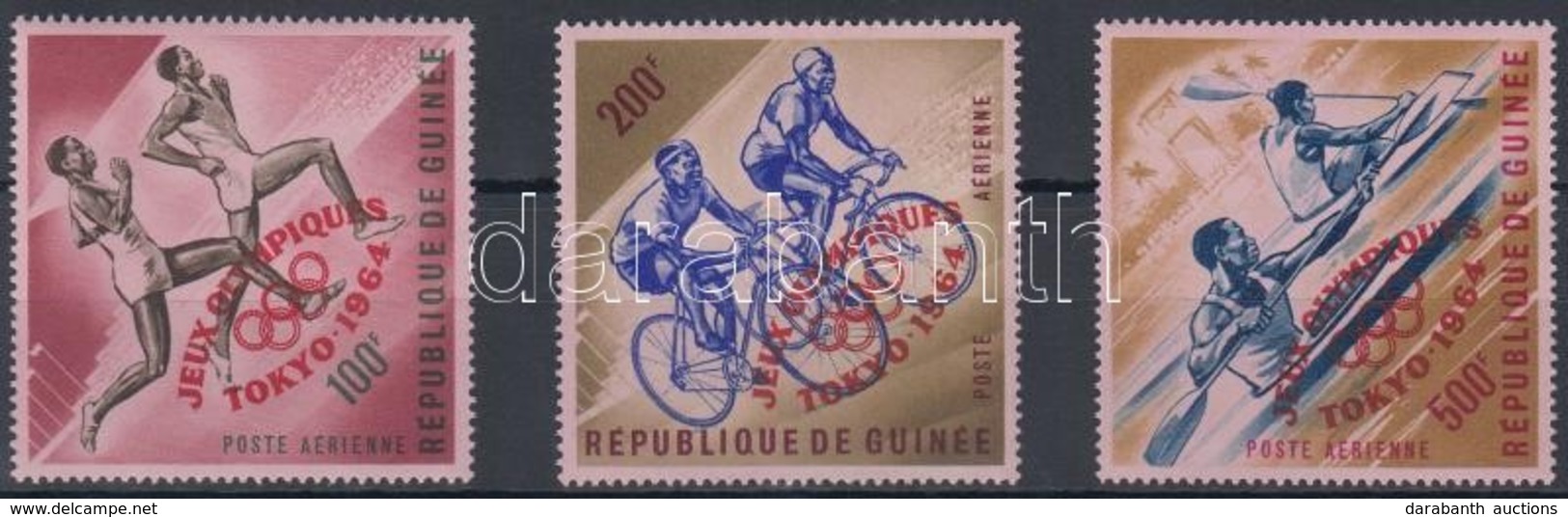 ** 1964 Tokiói Nyári Olimpia Sor Piros Felülnyomással Mi 239 A-241 A - Autres & Non Classés