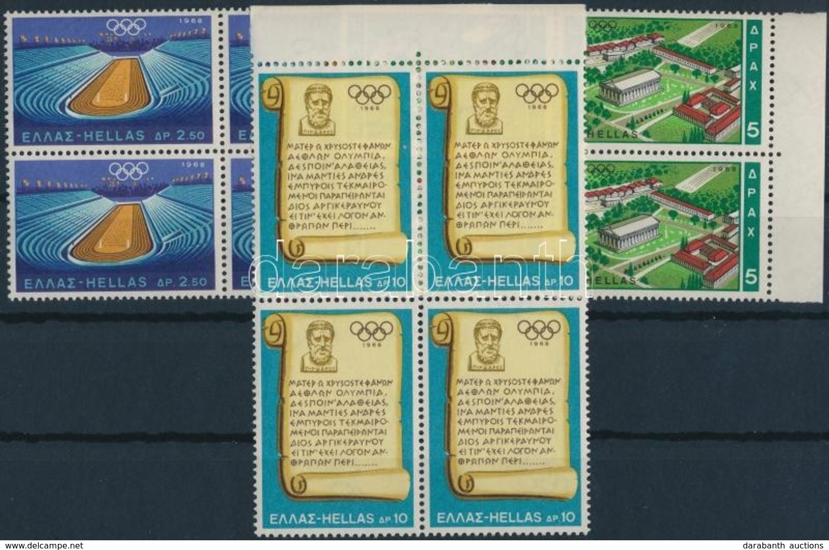 ** 1968 Nyári Olimpia, Mexikó Sor ívszéli 4-es Tömbökben Mi 989-991 - Other & Unclassified