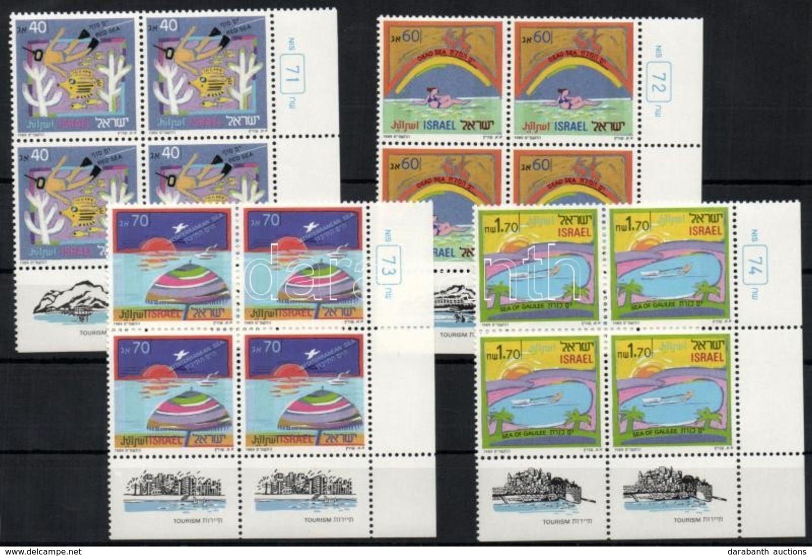 ** 1989 Turizmus Mi 1116-1119 Tabos Négyes Tömbökben - Autres & Non Classés