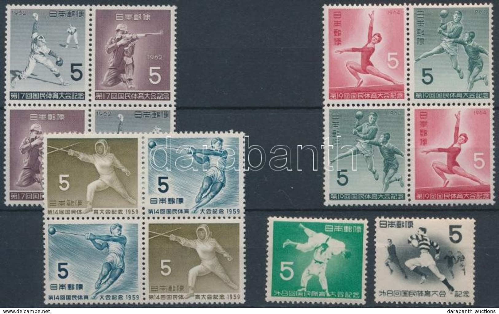 ** 1953-1964 4 Klf Sport Sor, Ebből 3 Négyestömbben - Andere & Zonder Classificatie