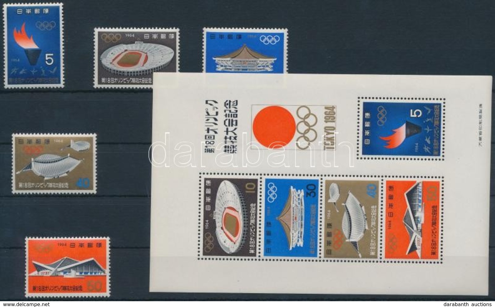 ** 1964 Nyári Olimpia Sor Mi 869-873 + Blokk 73 - Andere & Zonder Classificatie