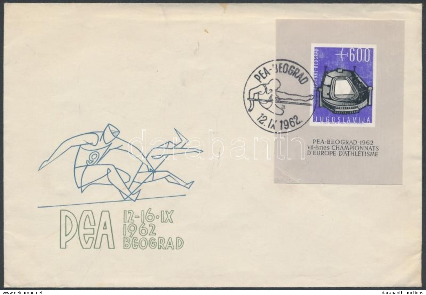 1962 Atlétika EB Vágott Blokk FDC-n Mi 9 - Sonstige & Ohne Zuordnung